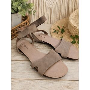 Me Too Women's 8.5M Taupe Ankle Strap Flat Sandals Shoes Boho Casual Comfort